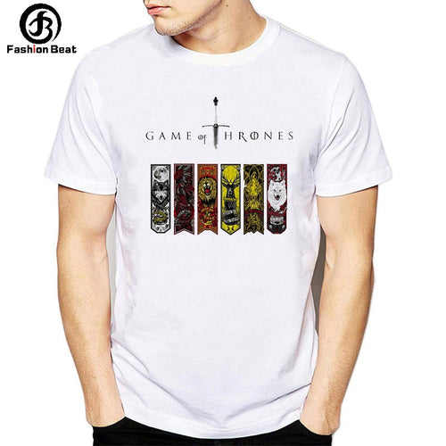 Game of Throne T Shirt Animal Vintage T-shirt Jon Snow Tyrion Lannister Tshirt Family Badge Tops American Drama Tee Mens Clothes