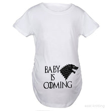 Load image into Gallery viewer, YF0022 Pregnant Woman White Tops Game of Thrones Baby is Coming Maternity T Shirt