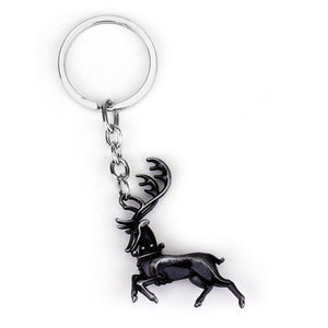 RJ Hot Sale Movie Game of Thrones Keychain Wolf head Badge Key Chains Pendant For Women And Men Fans Gift keyring