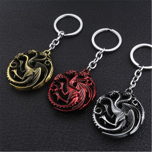 Game of Thrones Keychain House Targaryen Badge Three-headed Dragon Keychain For Keys Men Car Women Bag Accessories