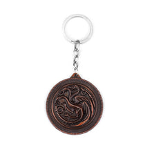 Load image into Gallery viewer, Game of Thrones Keychain House Targaryen Badge Three-headed Dragon Keychain For Keys Men Car Women Bag Accessories