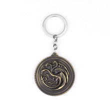 Load image into Gallery viewer, Game of Thrones Keychain House Targaryen Badge Three-headed Dragon Keychain For Keys Men Car Women Bag Accessories