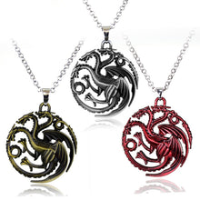 Load image into Gallery viewer, Movie Game Of Thrones Necklaces Song of Ice And Fire Torque Targaryen Dragon Metal Pendant women Men Choker Jewelry accessories