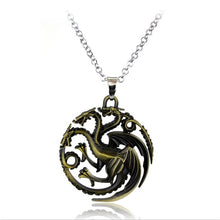 Load image into Gallery viewer, Movie Game Of Thrones Necklaces Song of Ice And Fire Torque Targaryen Dragon Metal Pendant women Men Choker Jewelry accessories