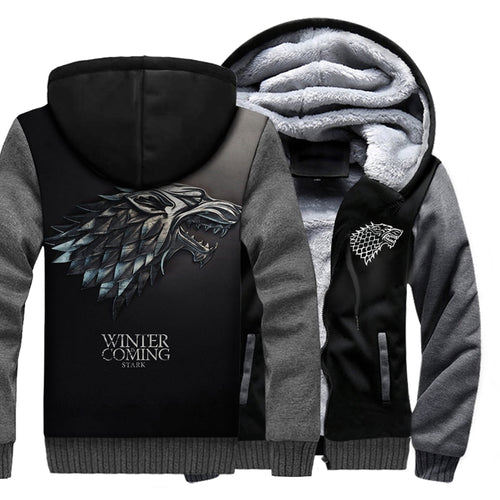 Game Of Thrones House Stark/Targaryen/Lannister Raglan Hoodies Men 2019 Winter Warm Fleece Thick Jackets Men's Sweatshirts 3D