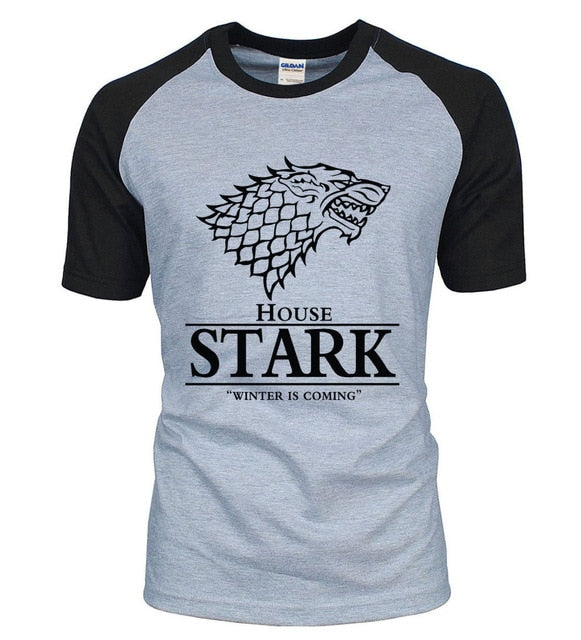 hot sale Game of Thrones raglan tee House Stark letters Winter Is Coming t shirt 2019 summer hot sale 100% cotton top tees S-2XL