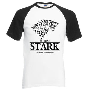 hot sale Game of Thrones raglan tee House Stark letters Winter Is Coming t shirt 2019 summer hot sale 100% cotton top tees S-2XL