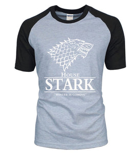 hot sale Game of Thrones raglan tee House Stark letters Winter Is Coming t shirt 2019 summer hot sale 100% cotton top tees S-2XL