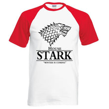 Load image into Gallery viewer, hot sale Game of Thrones raglan tee House Stark letters Winter Is Coming t shirt 2019 summer hot sale 100% cotton top tees S-2XL