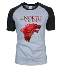 Load image into Gallery viewer, Game Of Thrones House Stark The North Remembers Men Raglan T Shirts 2019 Summer 100% Cotton Tops Tees Men&#39;s Short Sleeve Shirt