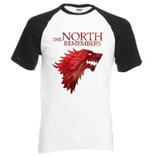 Load image into Gallery viewer, Game Of Thrones House Stark The North Remembers Men Raglan T Shirts 2019 Summer 100% Cotton Tops Tees Men&#39;s Short Sleeve Shirt