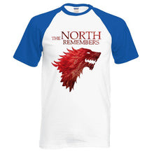 Load image into Gallery viewer, Game Of Thrones House Stark The North Remembers Men Raglan T Shirts 2019 Summer 100% Cotton Tops Tees Men&#39;s Short Sleeve Shirt