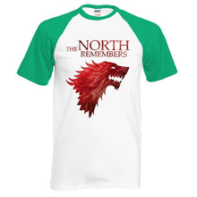 Load image into Gallery viewer, Game Of Thrones House Stark The North Remembers Men Raglan T Shirts 2019 Summer 100% Cotton Tops Tees Men&#39;s Short Sleeve Shirt