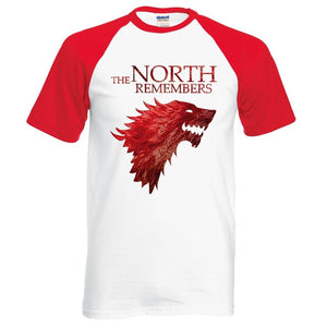 Game Of Thrones House Stark The North Remembers Men Raglan T Shirts 2019 Summer 100% Cotton Tops Tees Men's Short Sleeve Shirt