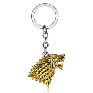 HOT Game of Thrones Keychain set House Stark Wolf Head series Key rings High quality Targaryen Dragon Alloy pendant men jewelry