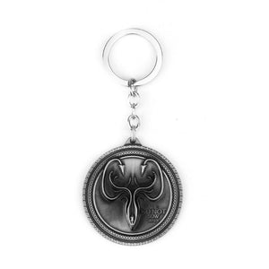 HOT Game of Thrones Keychain set House Stark Wolf Head series Key rings High quality Targaryen Dragon Alloy pendant men jewelry