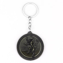 Load image into Gallery viewer, HOT Game of Thrones Keychain set House Stark Wolf Head series Key rings High quality Targaryen Dragon Alloy pendant men jewelry