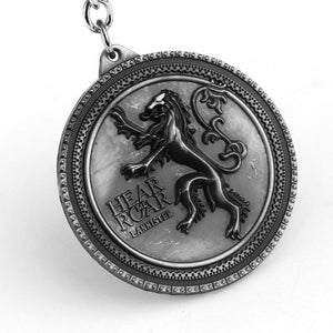 HOT Game of Thrones Keychain set House Stark Wolf Head series Key rings High quality Targaryen Dragon Alloy pendant men jewelry