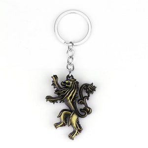 HOT Game of Thrones Keychain set House Stark Wolf Head series Key rings High quality Targaryen Dragon Alloy pendant men jewelry