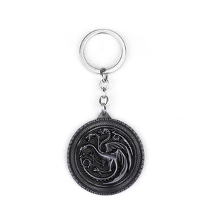 HOT Game of Thrones Keychain set House Stark Wolf Head series Key rings High quality Targaryen Dragon Alloy pendant men jewelry