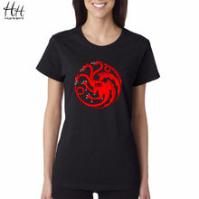 Load image into Gallery viewer, HanHent Targaryen Dragon T-shirts Women Cotton Short Tee shirts Game of Thrones Fashion T shirt Sexy Casual Clothes TB0442