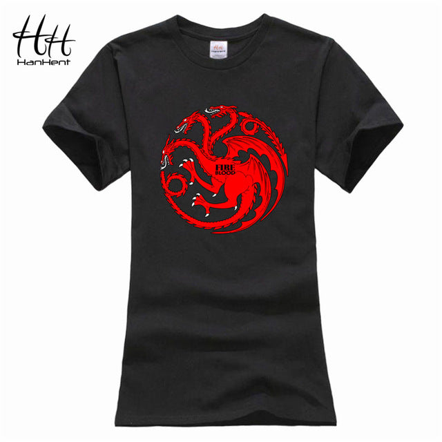 HanHent Targaryen Dragon T-shirts Women Cotton Short Tee shirts Game of Thrones Fashion T shirt Sexy Casual Clothes TB0442