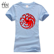 Load image into Gallery viewer, HanHent Targaryen Dragon T-shirts Women Cotton Short Tee shirts Game of Thrones Fashion T shirt Sexy Casual Clothes TB0442