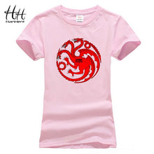 Load image into Gallery viewer, HanHent Targaryen Dragon T-shirts Women Cotton Short Tee shirts Game of Thrones Fashion T shirt Sexy Casual Clothes TB0442