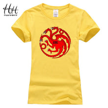 Load image into Gallery viewer, HanHent Targaryen Dragon T-shirts Women Cotton Short Tee shirts Game of Thrones Fashion T shirt Sexy Casual Clothes TB0442