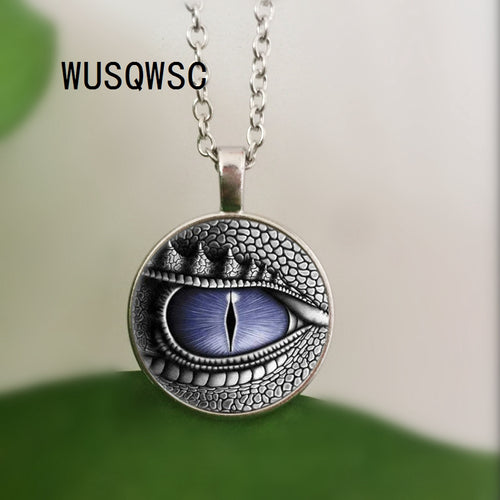 WUSQWSC 3 Colors Wholesale Art Glass Necklace Colorful Dragon Egg Necklace Game of Thrones Geekery Pendant Glass Picture Pendant