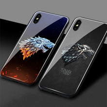 Load image into Gallery viewer, Game of Throne house Stark logo GOT Phone Case Tempered Glass Cover Soft Silicone For iPhone 5 5s Se 6 6s 7 8 Plus X XR XS MAX