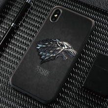 Load image into Gallery viewer, Game of Throne house Stark logo GOT Phone Case Tempered Glass Cover Soft Silicone For iPhone 5 5s Se 6 6s 7 8 Plus X XR XS MAX