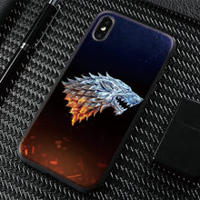 Load image into Gallery viewer, Game of Throne house Stark logo GOT Phone Case Tempered Glass Cover Soft Silicone For iPhone 5 5s Se 6 6s 7 8 Plus X XR XS MAX