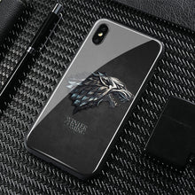 Load image into Gallery viewer, Game of Throne house Stark logo GOT Phone Case Tempered Glass Cover Soft Silicone For iPhone 5 5s Se 6 6s 7 8 Plus X XR XS MAX