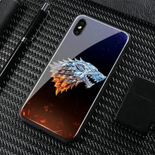 Load image into Gallery viewer, Game of Throne house Stark logo GOT Phone Case Tempered Glass Cover Soft Silicone For iPhone 5 5s Se 6 6s 7 8 Plus X XR XS MAX