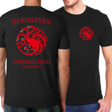 Load image into Gallery viewer, Game of Thrones Targaryen Fire &amp; Blood T Shirt Men 2019 Summer Fit Slim Men T-Shirts 100% Cotton Men&#39;s Sportswear T-shirts Kpop