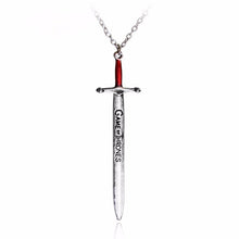 Load image into Gallery viewer, Movie Game of Thrones Stark Wolf Sword Necklace Silver Plated Jon Snow Ghost Chain Direwolf Winter is Coming Sword Pendant