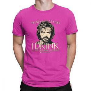 Game Of Thrones Amazing T Shirt I Drink And I Know Things Tees Tyrion Lannister Man's Clothes Printed 100% Cotton O Neck T-Shirt