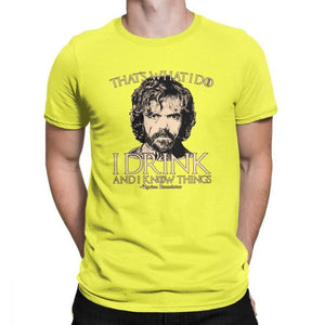 Game Of Thrones Amazing T Shirt I Drink And I Know Things Tees Tyrion Lannister Man's Clothes Printed 100% Cotton O Neck T-Shirt