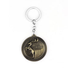 Load image into Gallery viewer, RJ Game of Thrones Keychains House Stark Wolf Pendants Key Chains A Song Of Ice And Fire Targaryen Dragon Keyring Souvenirs Gift