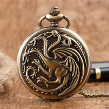 Load image into Gallery viewer, 2016 Antique Game of Thrones Strak Family Crest Winter is Coming Design Pocket Watch Unique Gifts Unisex Fob Clock