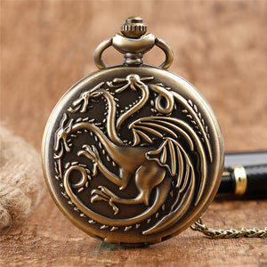 2016 Antique Game of Thrones Strak Family Crest Winter is Coming Design Pocket Watch Unique Gifts Unisex Fob Clock