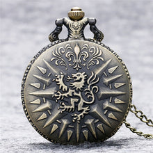 Load image into Gallery viewer, 2016 Antique Game of Thrones Strak Family Crest Winter is Coming Design Pocket Watch Unique Gifts Unisex Fob Clock