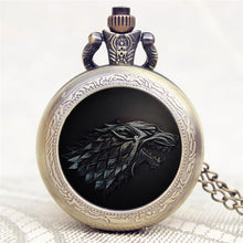 Load image into Gallery viewer, 2016 Antique Game of Thrones Strak Family Crest Winter is Coming Design Pocket Watch Unique Gifts Unisex Fob Clock