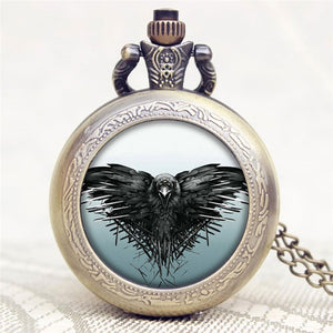 2016 Antique Game of Thrones Strak Family Crest Winter is Coming Design Pocket Watch Unique Gifts Unisex Fob Clock