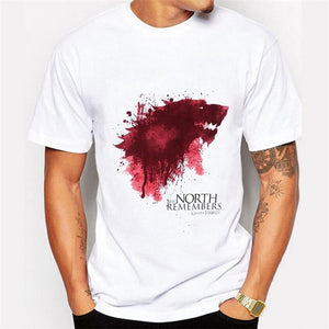 Tshirt Homme 2019 New Game of Thrones T Shirt Men Cool The North Remembers Blood Wolf top tee