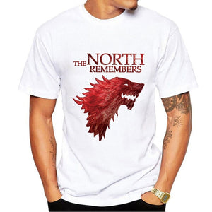 Tshirt Homme 2019 New Game of Thrones T Shirt Men Cool The North Remembers Blood Wolf top tee