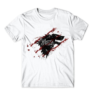 Tshirt Homme 2019 New Game of Thrones T Shirt Men Cool The North Remembers Blood Wolf top tee