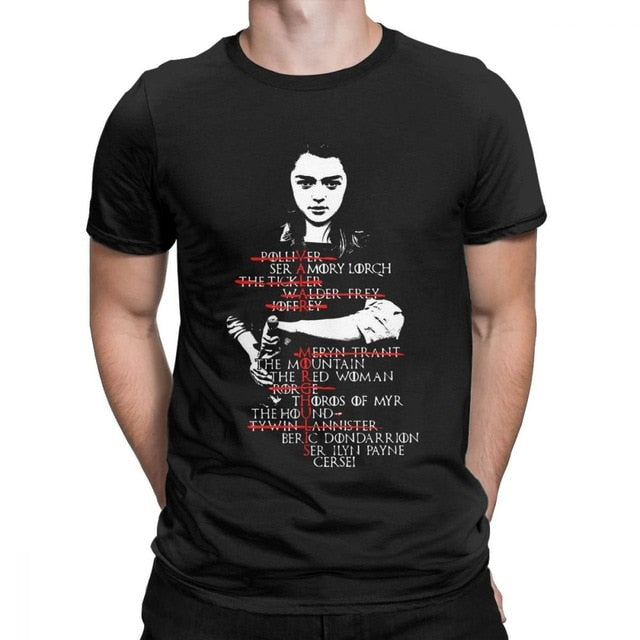 Eightin Game OF Thrones Arya Stark List Man T Shirt Short Sleeve Tops Big Size Novelty Crewneck Tees 100% Cotton T-Shirt