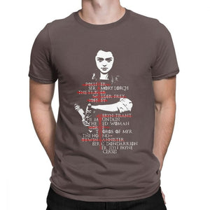 Eightin Game OF Thrones Arya Stark List Man T Shirt Short Sleeve Tops Big Size Novelty Crewneck Tees 100% Cotton T-Shirt